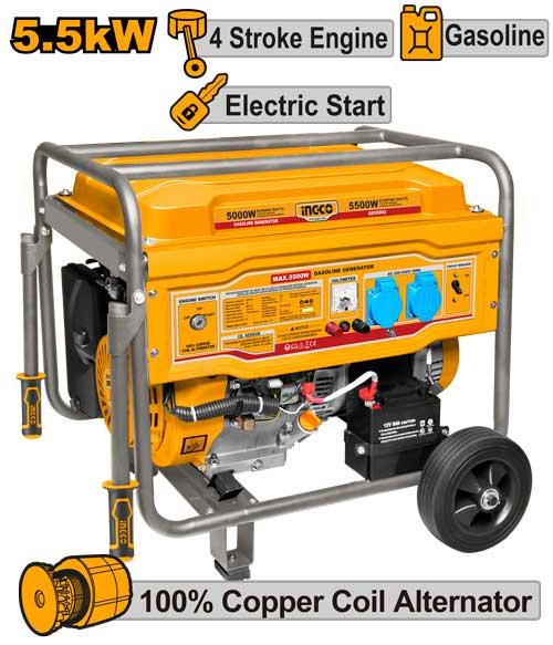 GE55003 - GENERATEUR À ESSENCE 5KVA 25L INGCO Maroc