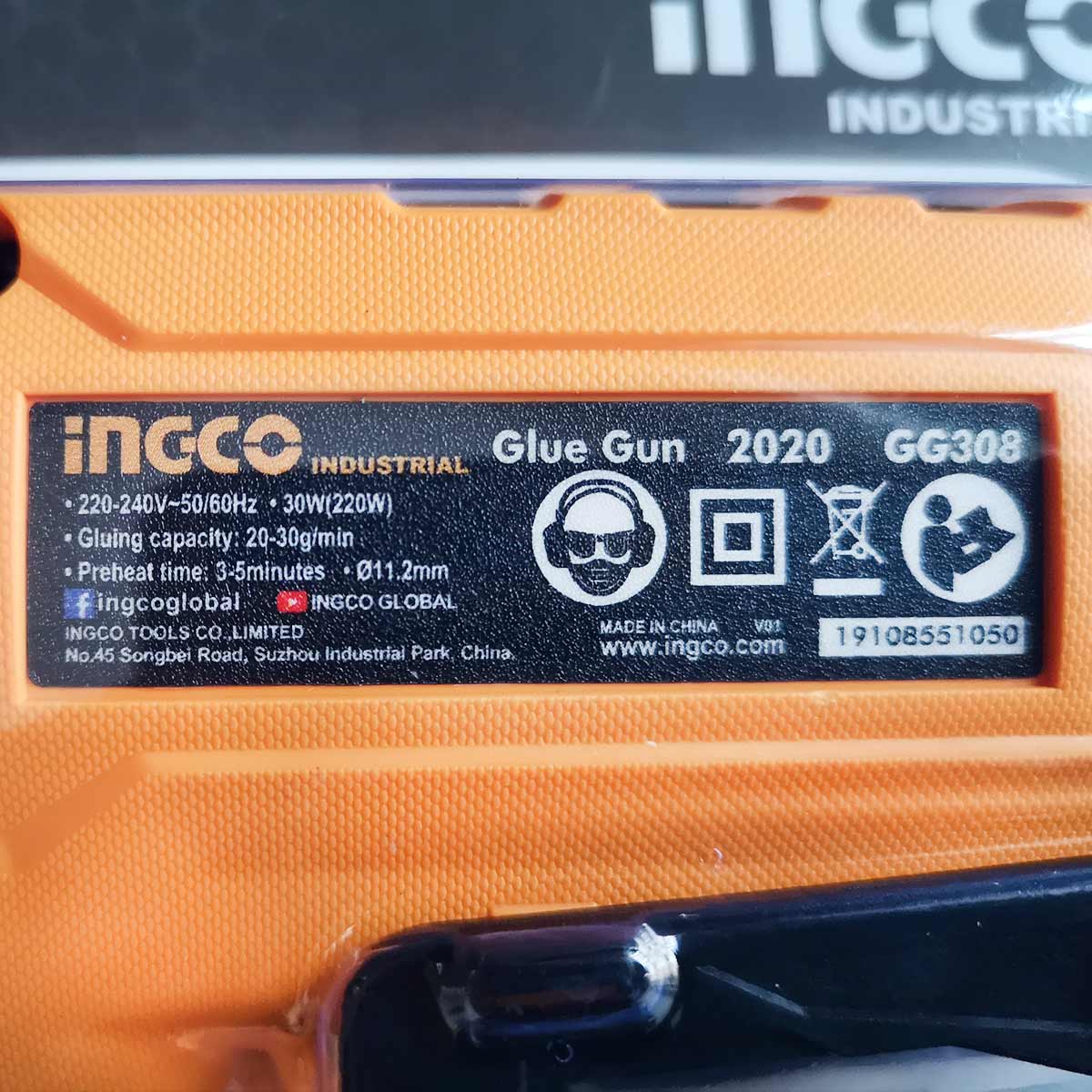 GG308 - PISTOLET A COLLE 30W(220W) + 8 BATONNETS DE COLLE INGCO Maroc