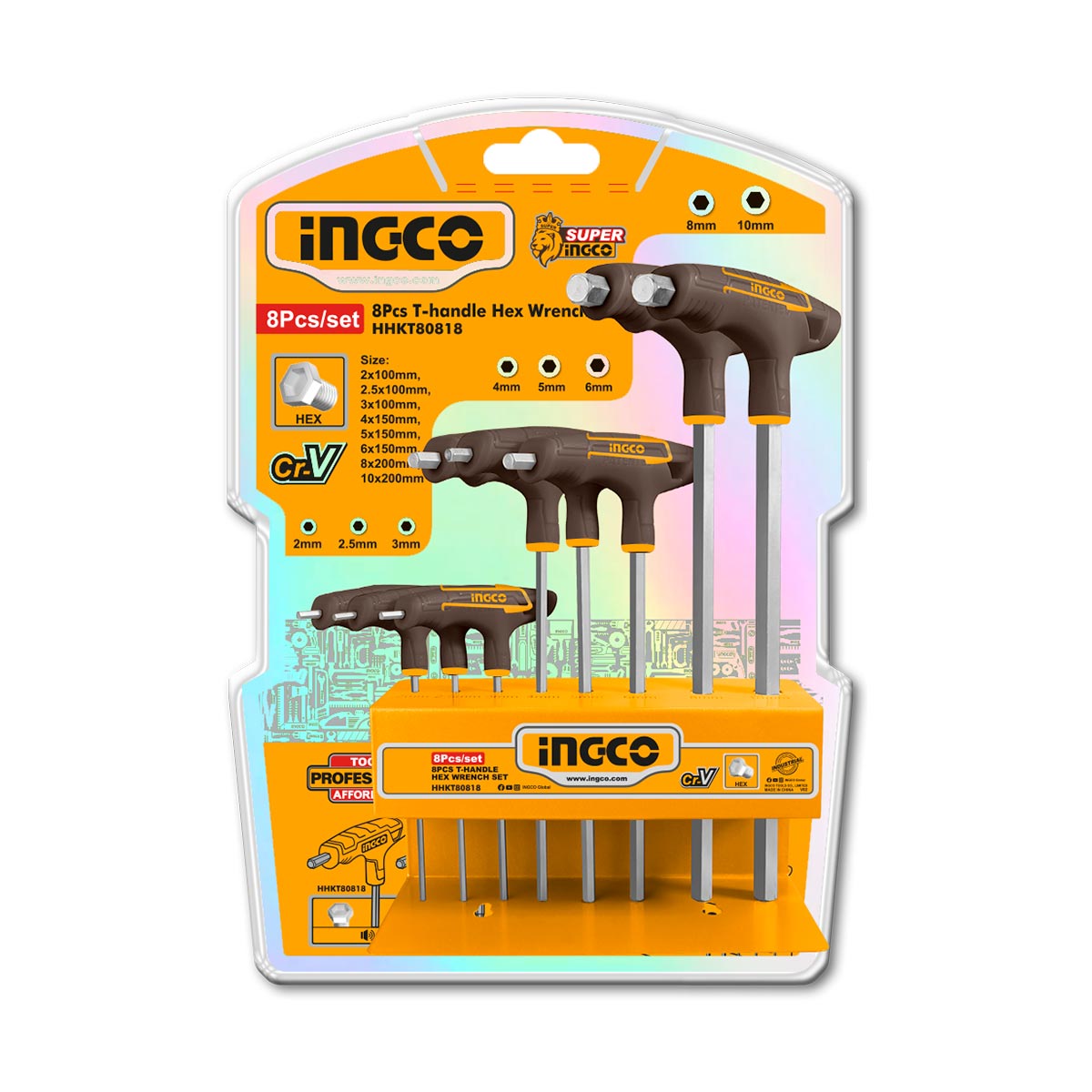 HHKT80818 - JEU DE 8 CLES HEXAGONALES A POIGNEE EN T NF INGCO Maroc