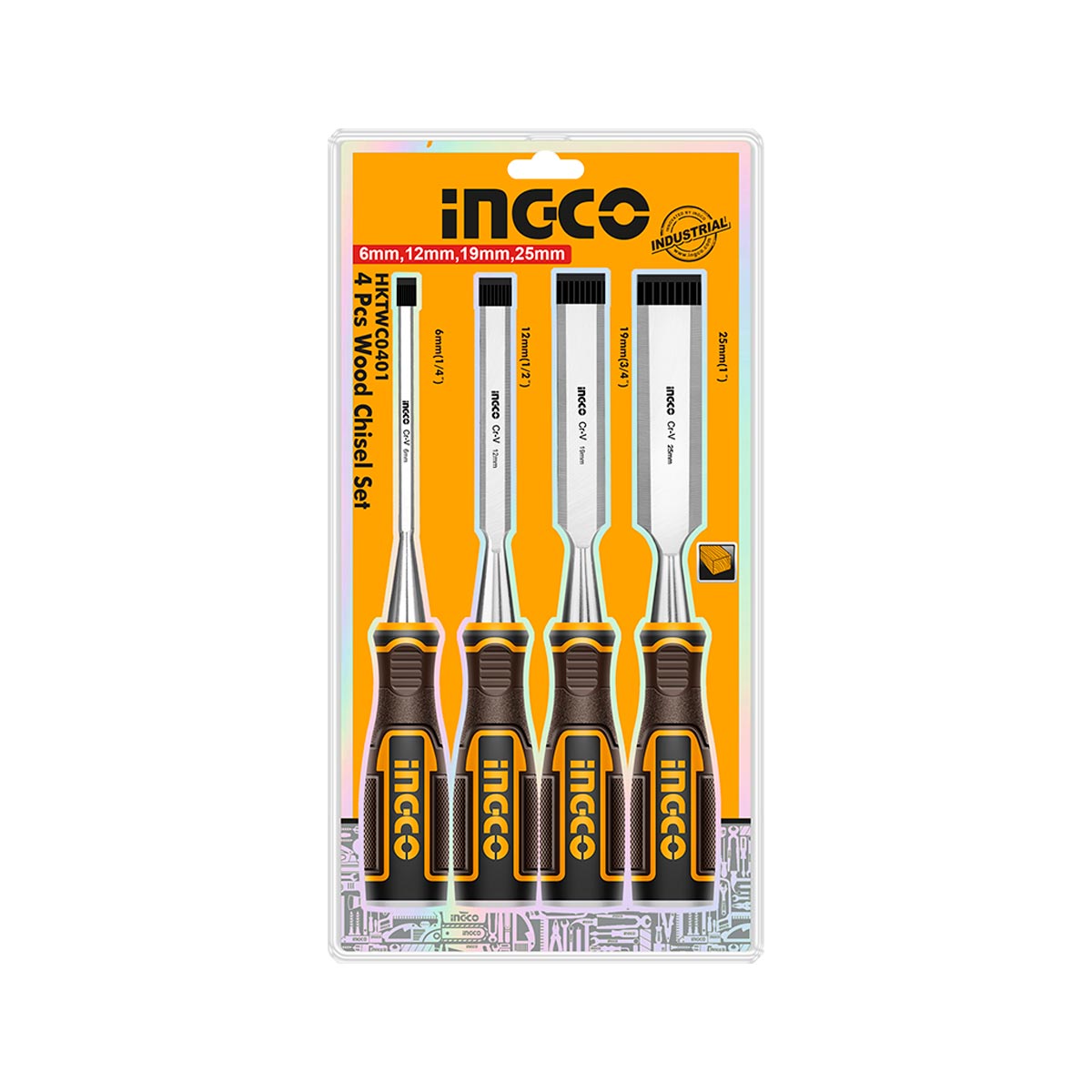 HKTWC0401 - SET DE 4 CISEAUX A BOIS 6MM, 12MM, 19MM, 25MM INGCO Maroc