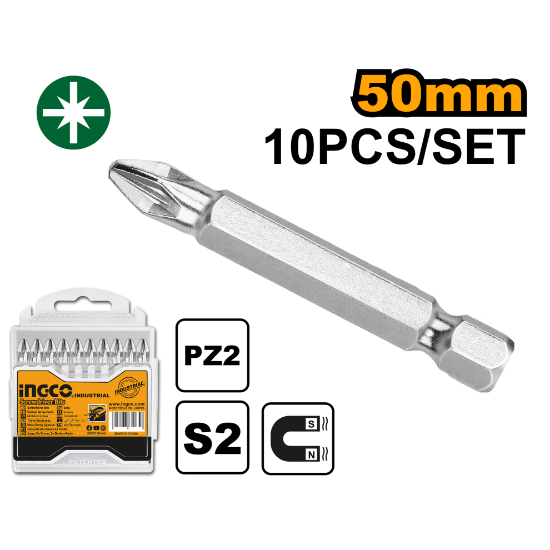 INGCO SET DE 10 EMBOUTS PZ2 50MM AU MAROC [SDB11PZ223]
