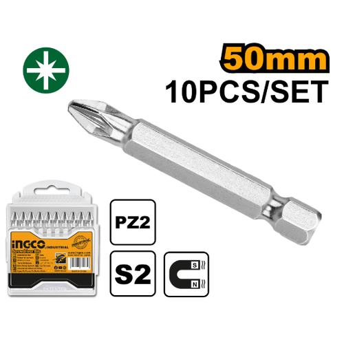INGCO SET DE 10 EMBOUTS PZ2 50MM AU MAROC [SDB11PZ223]