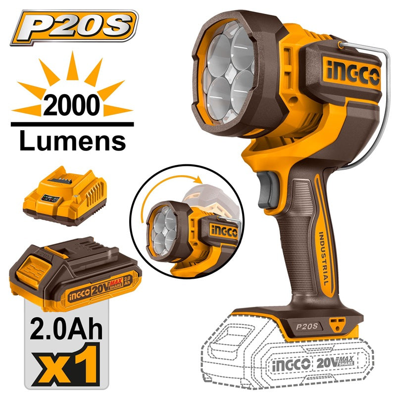INGCO TORCHE 20V 1BATTERIE 2AH + CHARGEUR [CWLI20881]