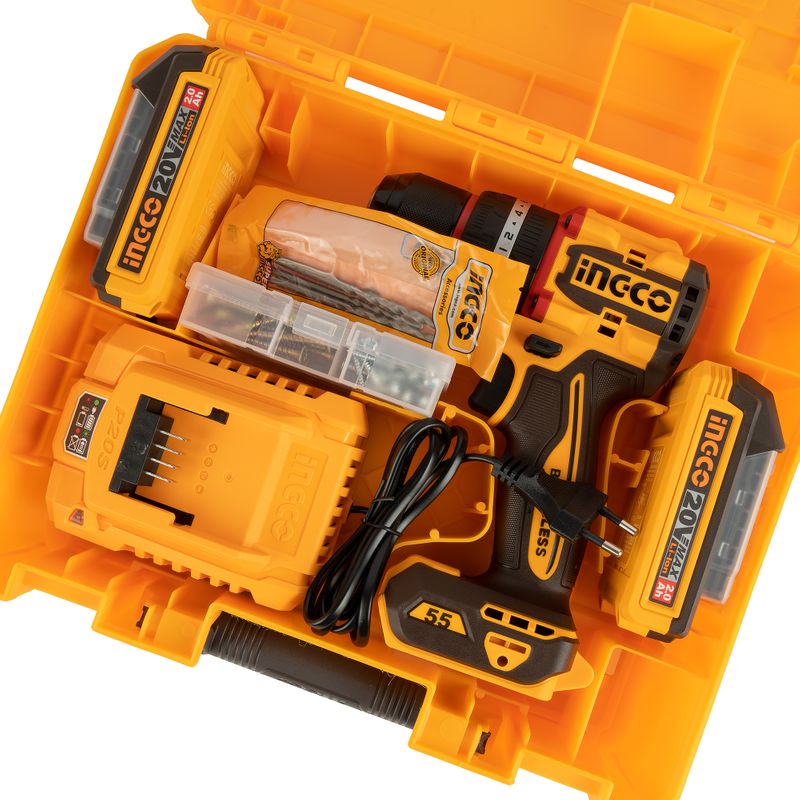 INGCO PERCEUSE VISSEUSE BRUSHLESS 20V+47 ACC 55NM-[CIDLI20558]