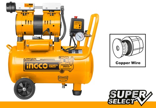 INGCO COMPRESSEUR SILENCIEUX 24L 600W 0.8HP ACS175241