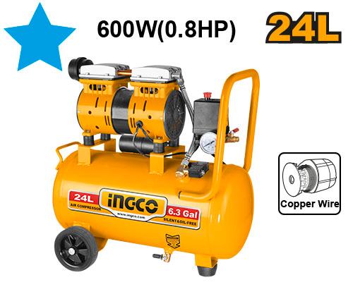 ACS175241 - COMPRESSEUR D'AIR SILENCIEUX 24L 600W 0,8HP - INGCO Maroc
