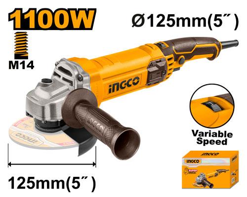 AG1100385 - MEULEUSE 125MM 1100W AVEC VARIATEUR INGCO Maroc