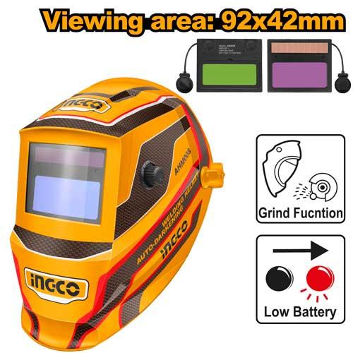 INGCO CASQUE DE SOUDEUR VIEWING AREA:92Ã—42MM ARC SENSOR [AHM008]