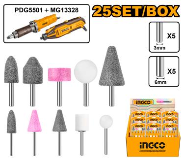 AKB1001 - JEU DE 10 MEULES SUR TIGE PDG4003 PDG5501 INGCO Maroc