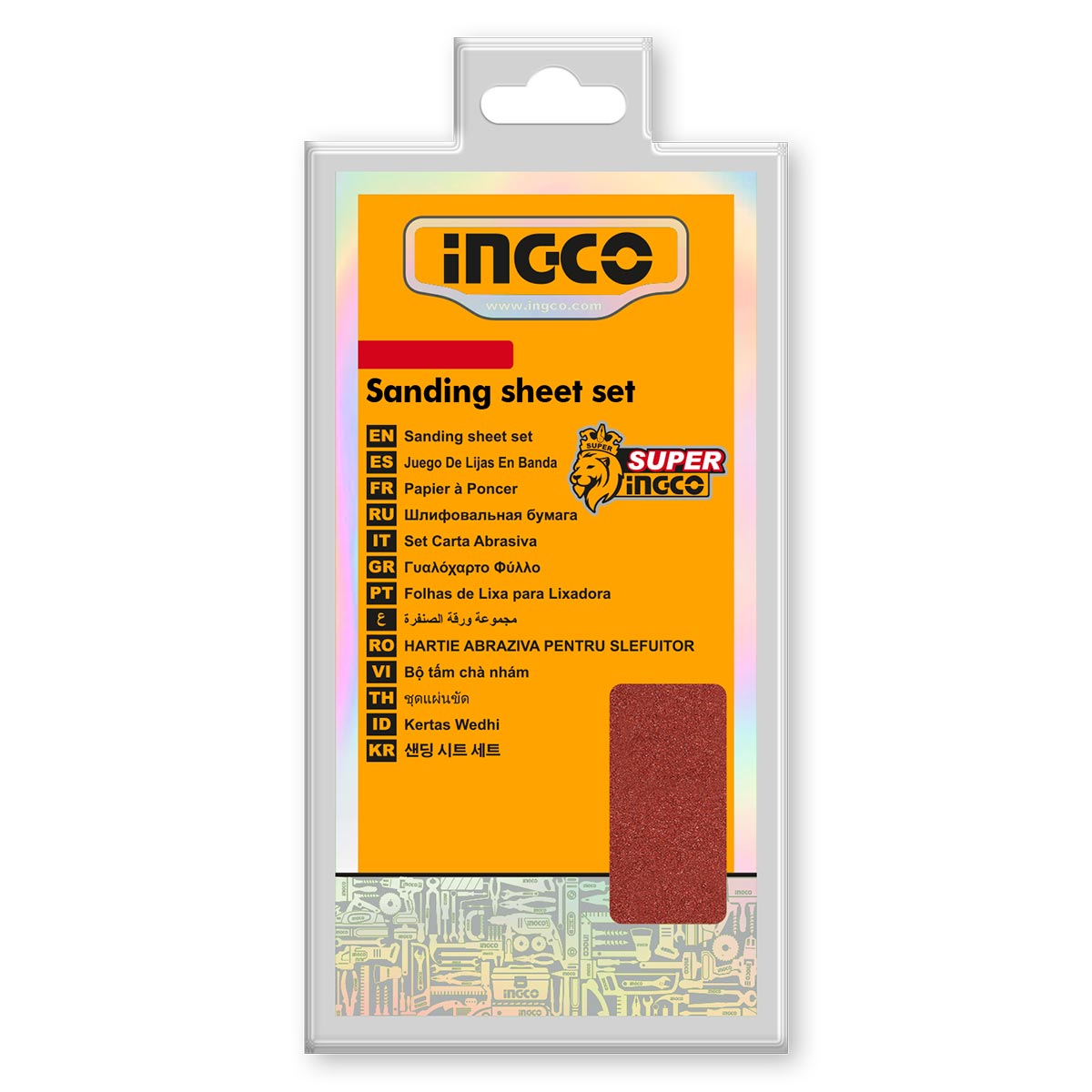 AKFS2401012 - JEU FEUILLES ABRASIVES PONCAGE 50PCS 90*231MM NR INGCO Maroc