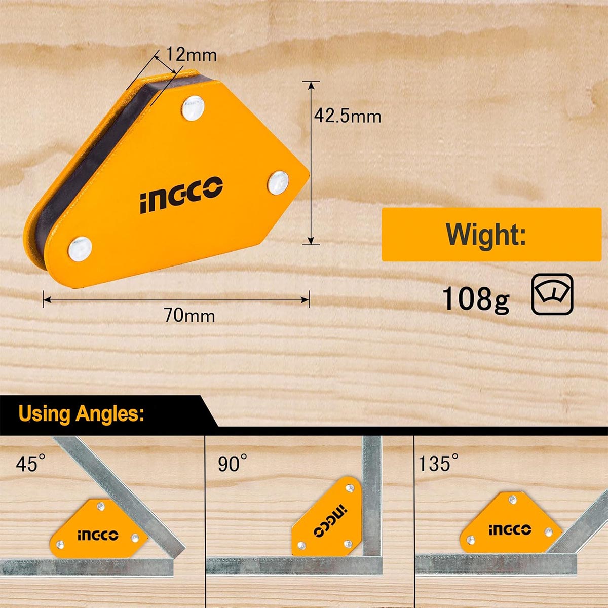 AMWH6001 - JEU SUPPORTS DE SOUDAGE MAGNETIQUES 6 PIECES INGCO Maroc