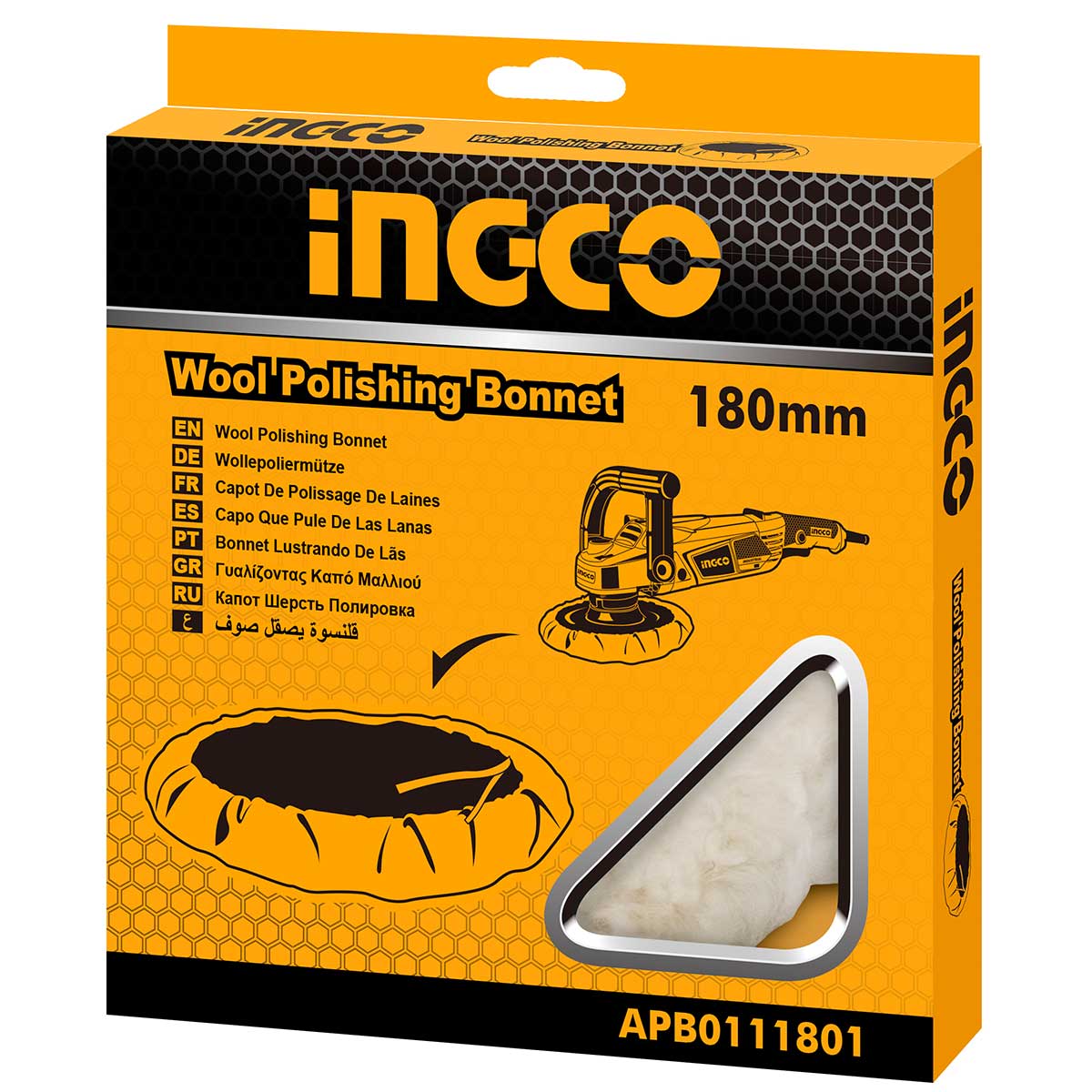 APB0111801 - BONET DE POLISSAGE DE LAINE 180MM INGCO Maroc