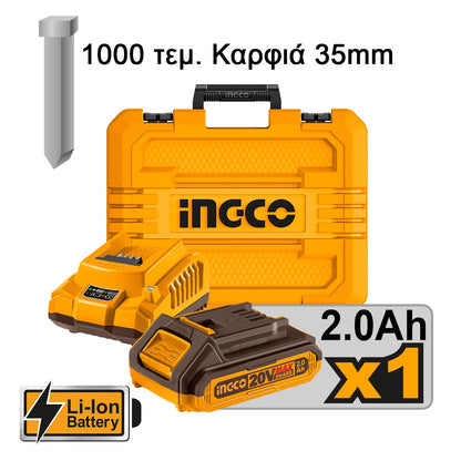 CBNLI3508 - CLOUEUSE 20V 1BATTERIE 15-35MM INGCO Maroc