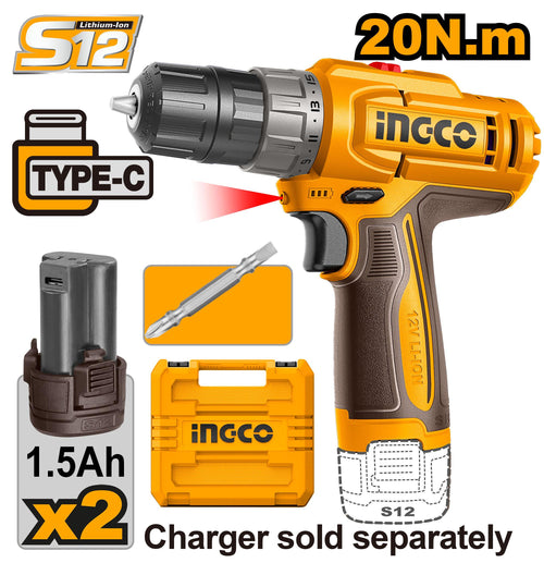 CDLI12206 - VISSEUSE 12V 20NM 2 BATTERIE 1.5AH INGCO INGCO Maroc
