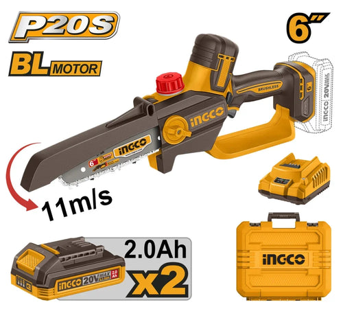 CGSLI20662 - SCIE ÉLAGUEUSE 6" 20V 2BAT+CHARG INGCO Maroc