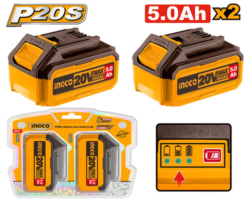 COSLI240464 - PACK 2 BATTERIE 20V 5AH INGCO Maroc