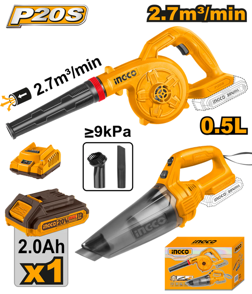 INGCO KIT CONBINE ASPIRATEUR+SOUFFLEUR SANS FIL 20V [COSLI240998]