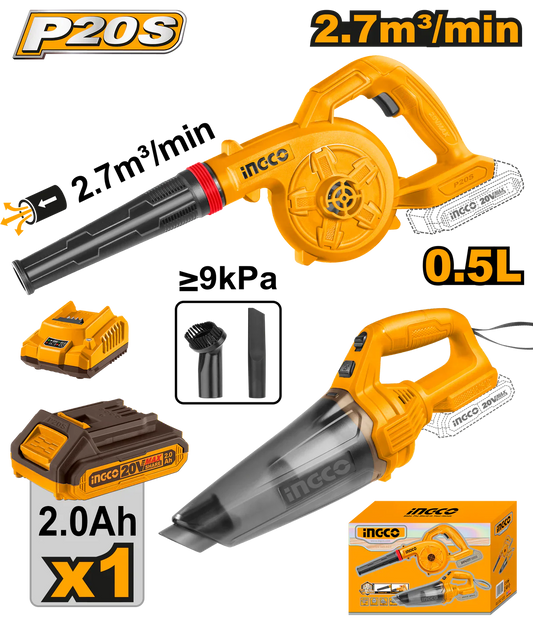 INGCO KIT CONBINE ASPIRATEUR+SOUFFLEUR SANS FIL 20V [COSLI240998]