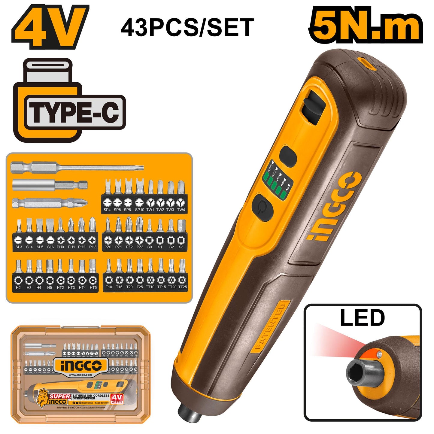 INGCO TOURNEVIS SAN FIL 4V [CSDLI04062]