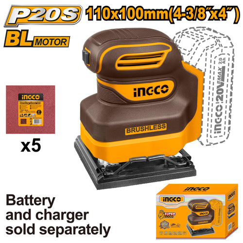 CSHSLI2024 - PONCEUSE À FEUILLES SANS FIL 110X100MM SANS BATTERIE SANS CHARGEUR INGCO Maroc