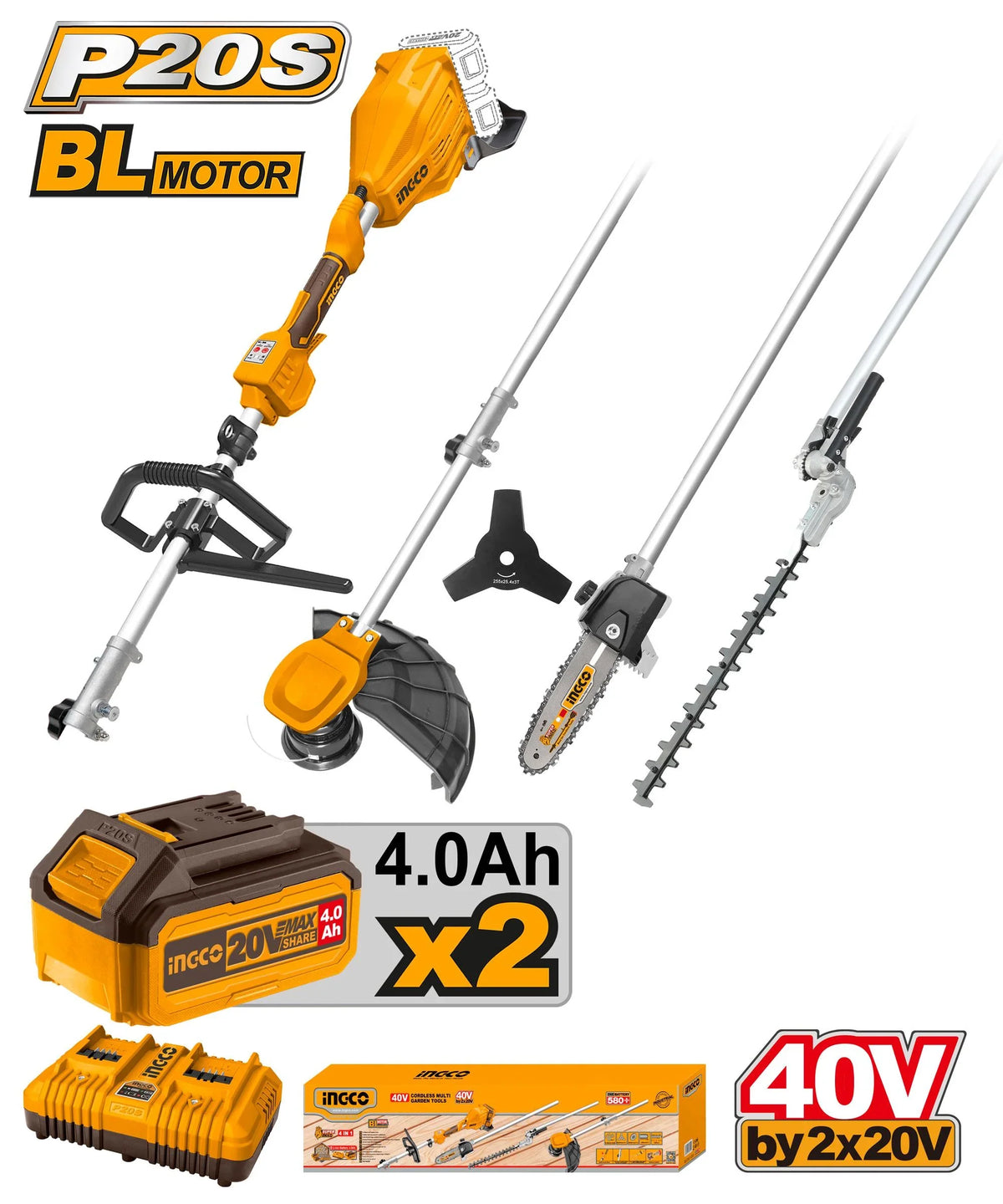 INGCO OUTILS DE JARDIN MULTIFONCTIONS SANS FIL [CSTLI2040386]