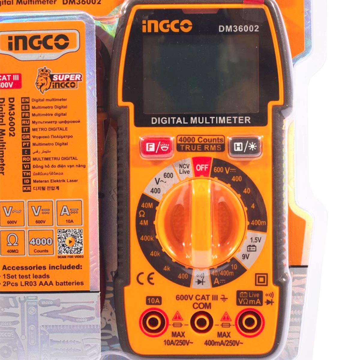DM36002 - MULTIMETRE DIGITAL LCD 600V AC/DC INGCO Maroc