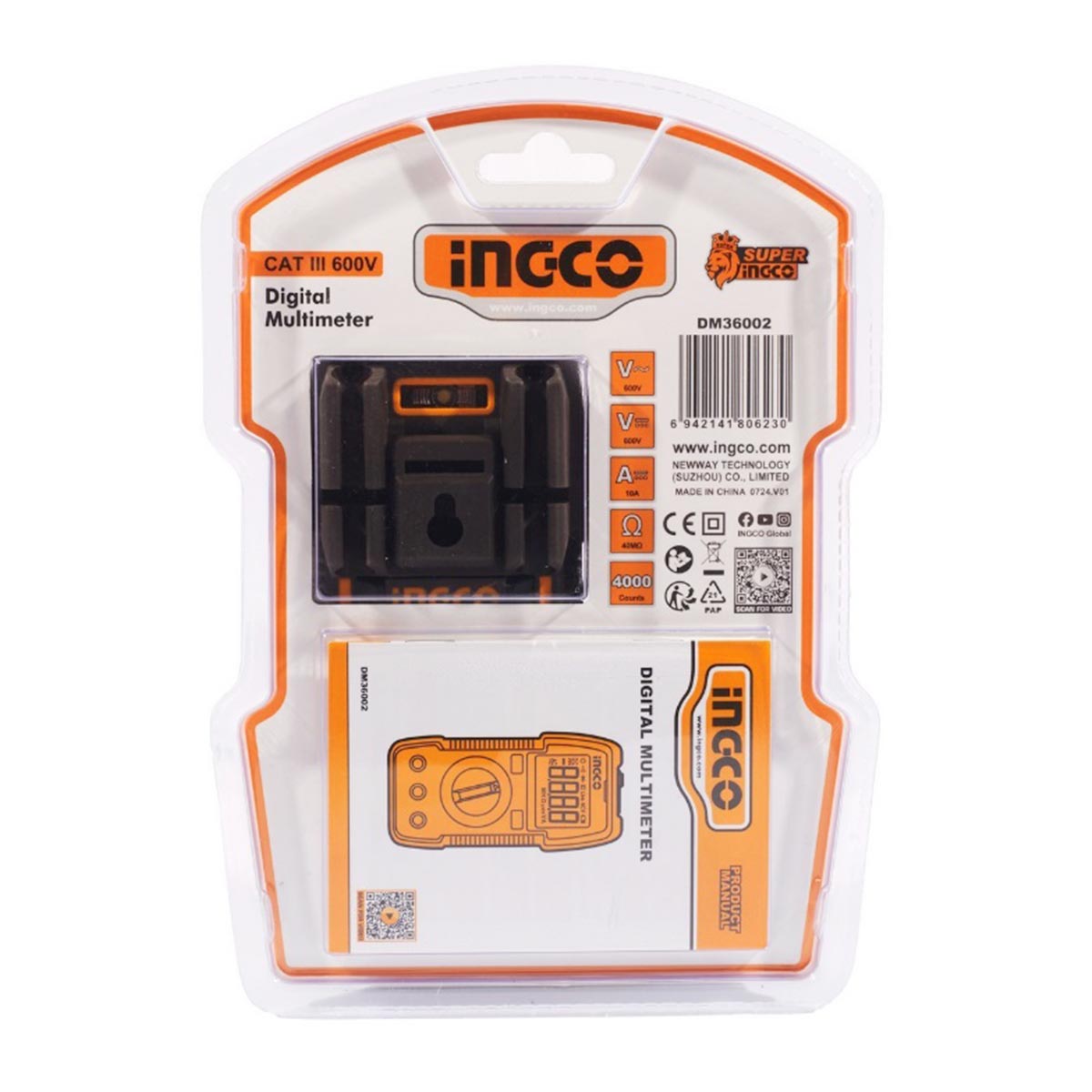 DM36002 - MULTIMETRE DIGITAL LCD 600V AC/DC INGCO Maroc