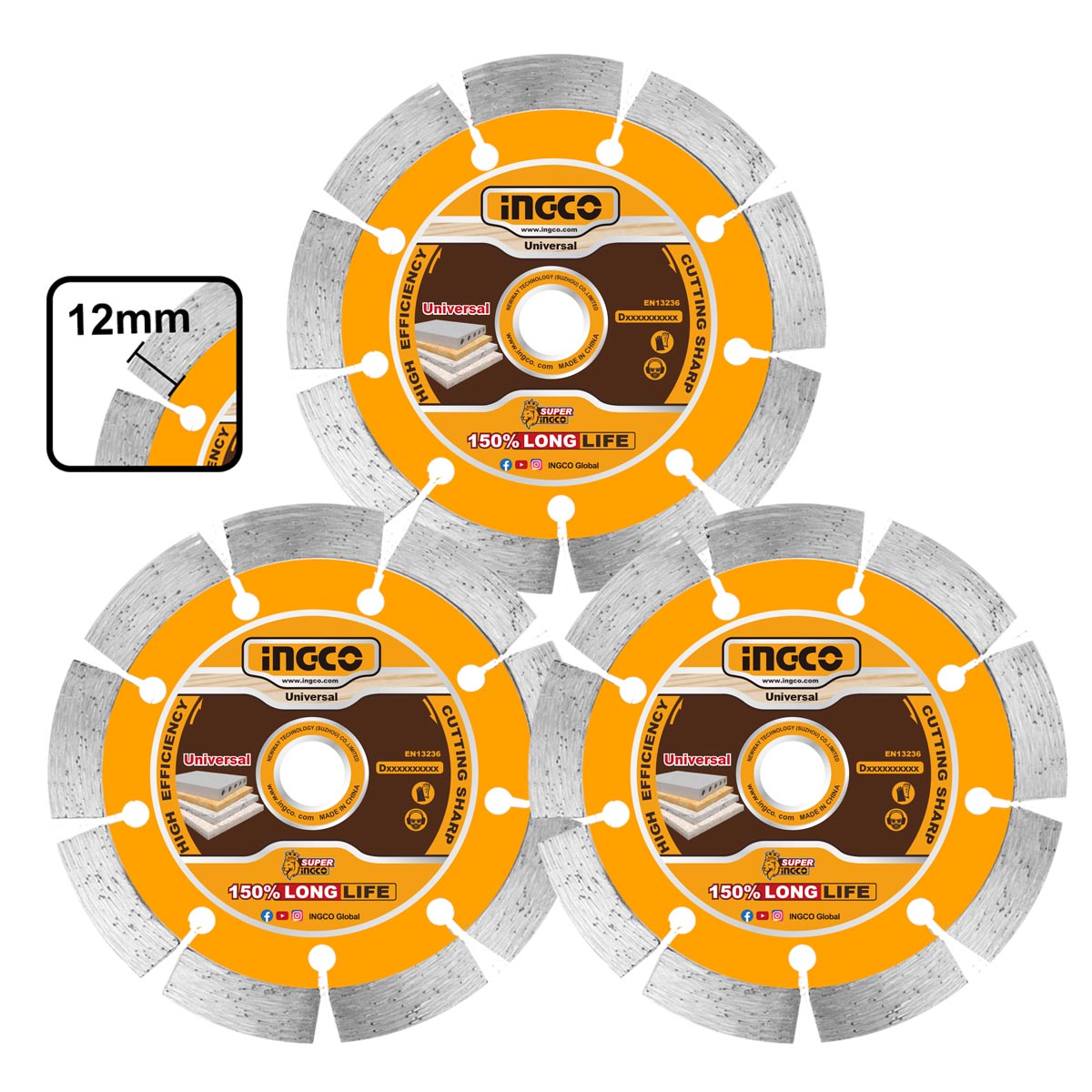 INGCO JEU DE 3 DISQUE DIAMANT 230X22,2MM AU MAROC [DMD012308]