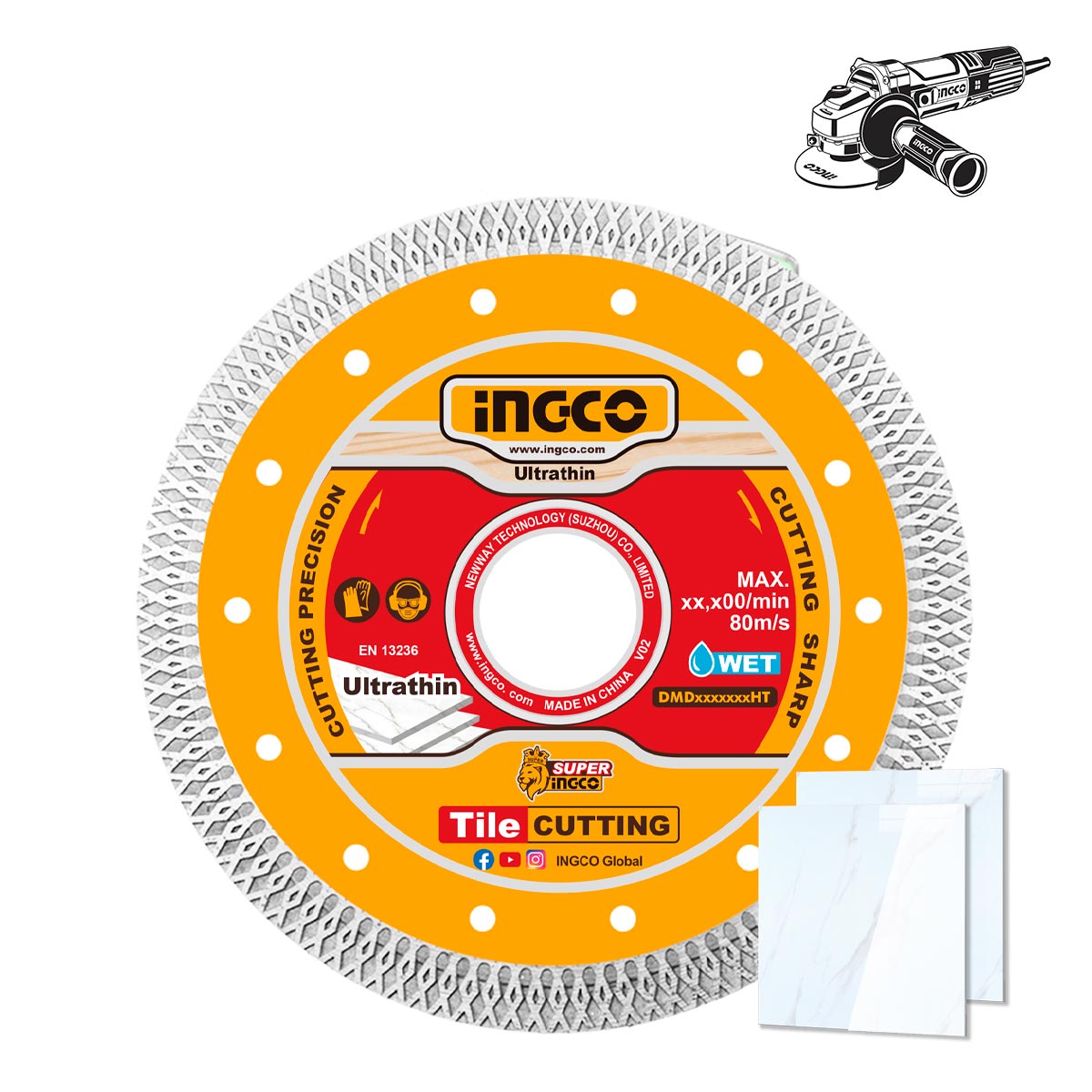 DMD081251HT - DISQUE DIAMANT ULTRA FIN 125MM CARRELAGE INGCO Maroc