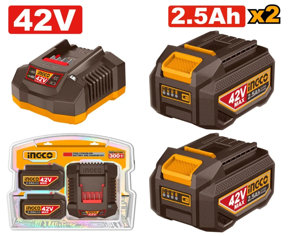 FBCPM25221 - KIT 2 BATTERIES LITHIUM-ION ET CHARGEUR 2,5AH 42V INGCO Maroc