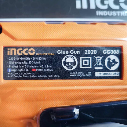 GG308 - PISTOLET A COLLE 30W(220W) + 8 BATONNETS DE COLLE INGCO Maroc