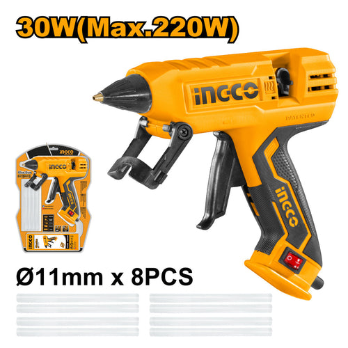 INGCO PISTOLET A COLLE 30W(220W) + 8 BATONNETS DE COLLE [GG308]