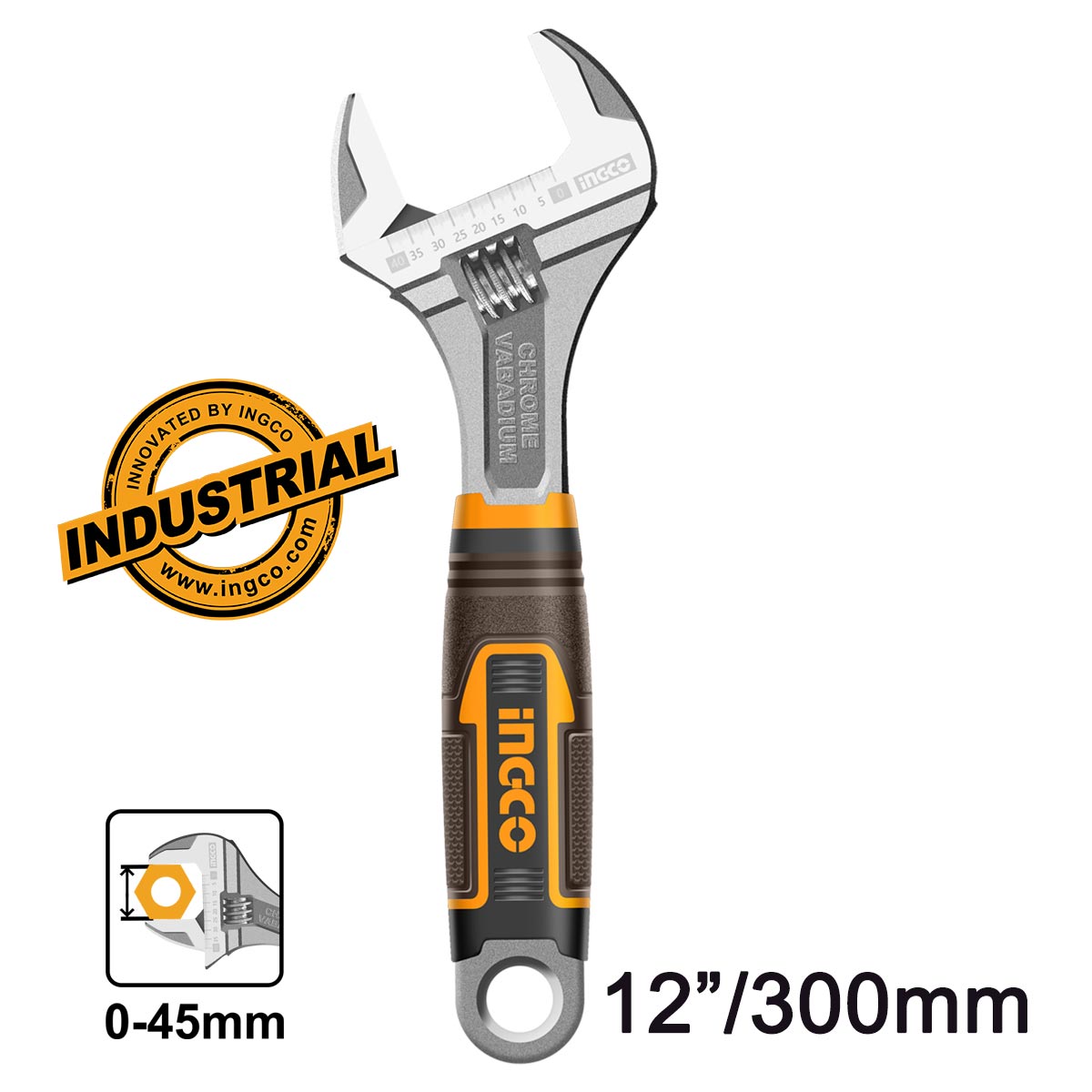 HADW131128 - CLE A MOLETTE POIGNEE SOUPLE 300MM INGCO Maroc