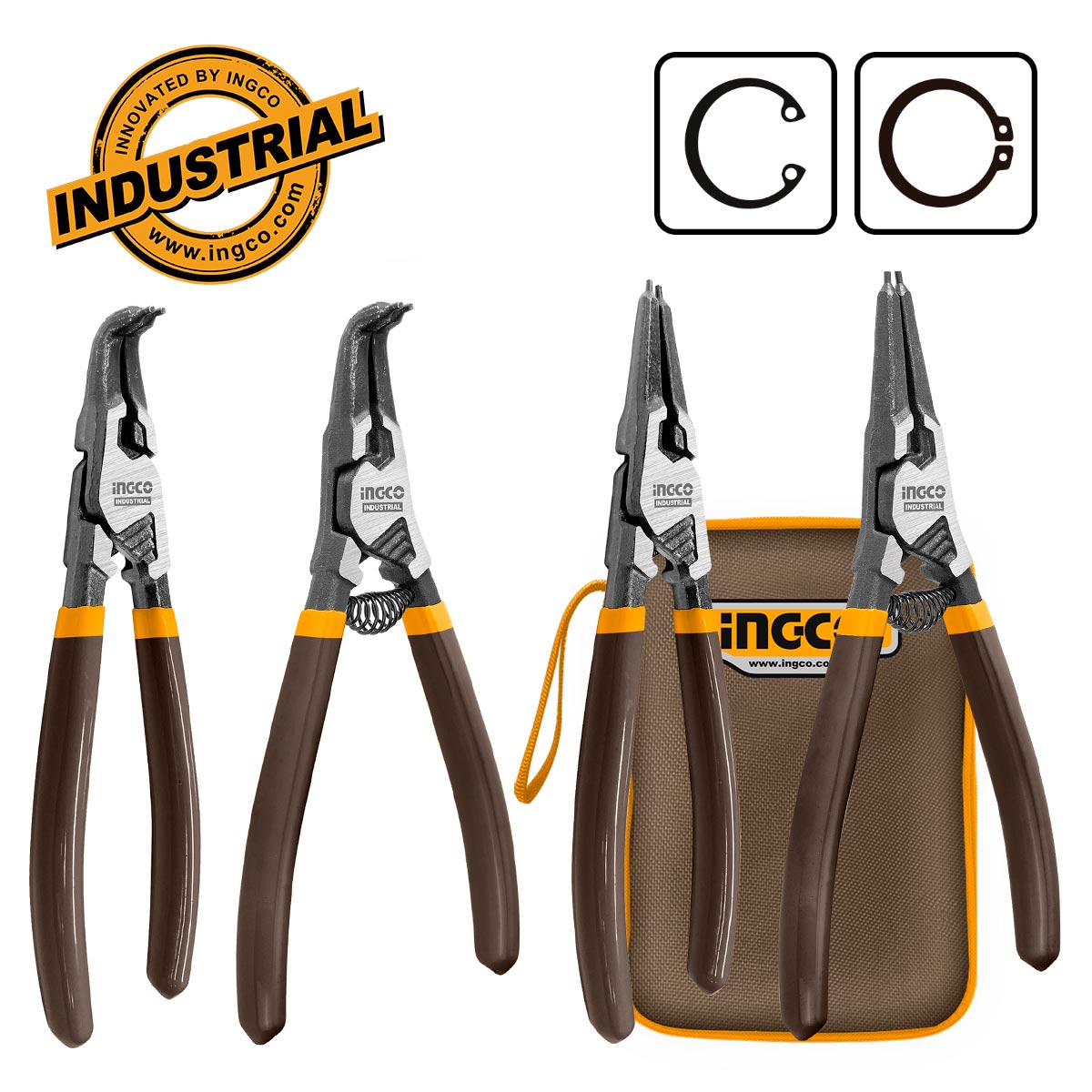 HCCPS26180 - JEU DE 4 PINCES CIRCLIPS EN ACIER DE CARBONE INGCO Maroc