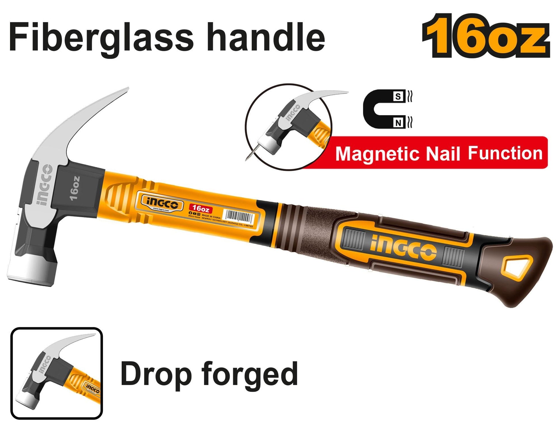 HCH81016 - MARTEAU DE MENUISIER 450G TÊTE FORGEE INGCO Maroc