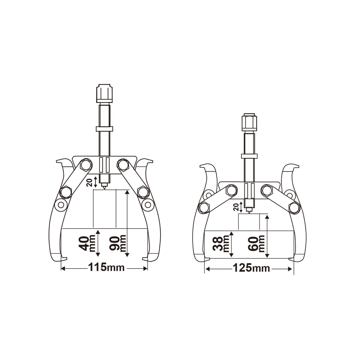 HGP08024 - EXTRACTEUR2GRIFFES FORCE:3000KG  A=115MM,A1=125M INGCO Maroc