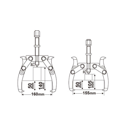 HGP08026 - EXTRACTEUR2GRIFFES FORCE:5000KG  A=160MM,A1=155M INGCO Maroc