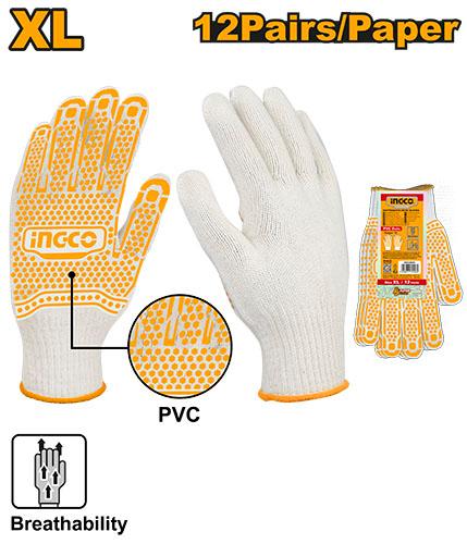 INGCO GANTS TRICOTES AVEC POINTS EN PVC XL [HGVK05]