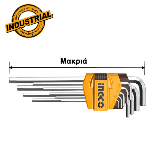 HHK11092 - CLES HEX EXTRA LONG SET DE 9 PIECES 1.5-10MM INGCO Maroc