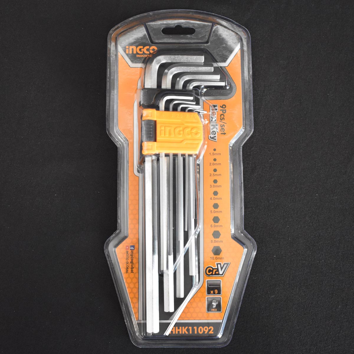 HHK11092 - CLES HEX EXTRA LONG SET DE 9 PIECES 1.5-10MM INGCO Maroc
