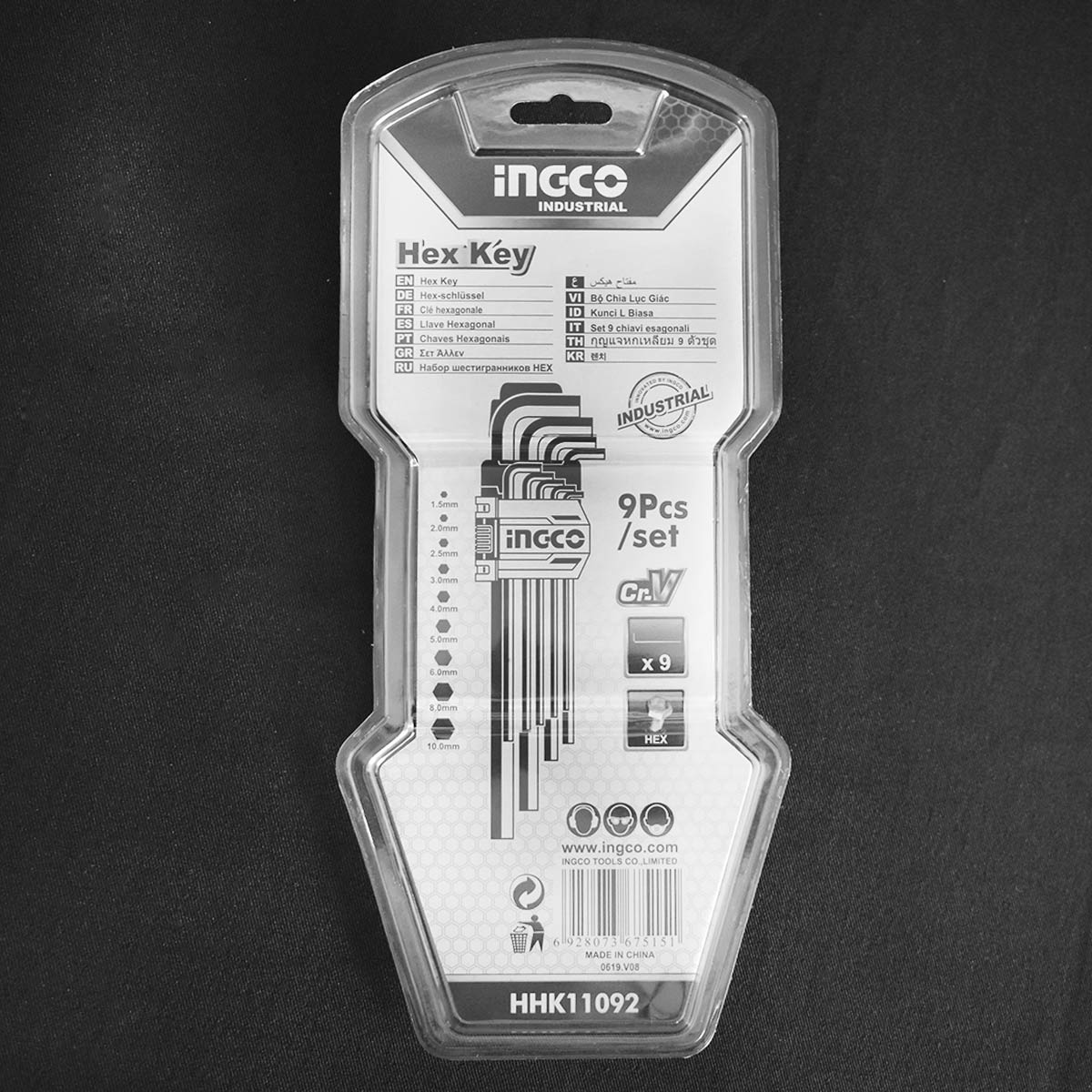 HHK11092 - CLES HEX EXTRA LONG SET DE 9 PIECES 1.5-10MM INGCO Maroc