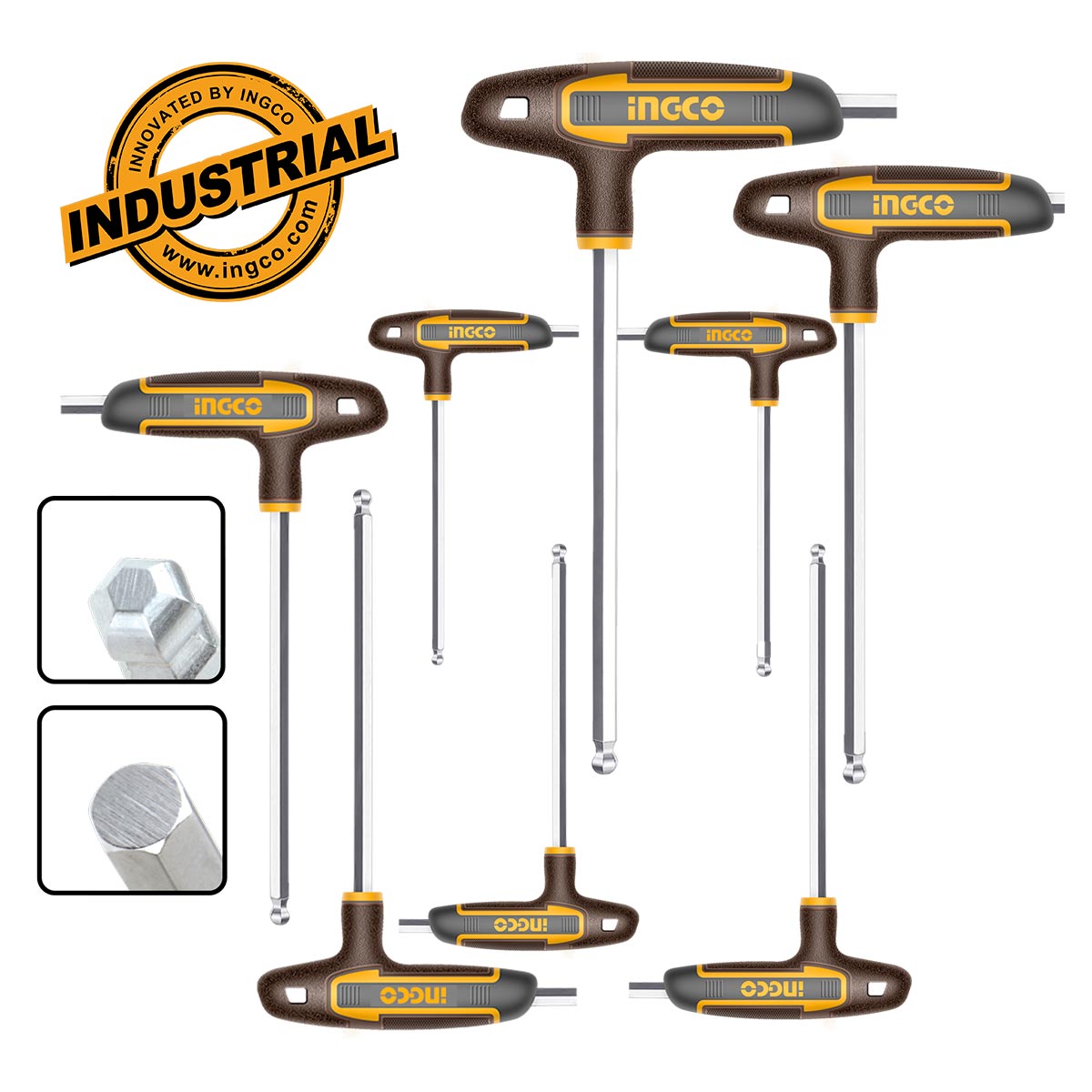 HHKT80828 - JEU DE 8 CLES HEXAGONALES A POINTE SPHERIQUE T ING INGCO Maroc
