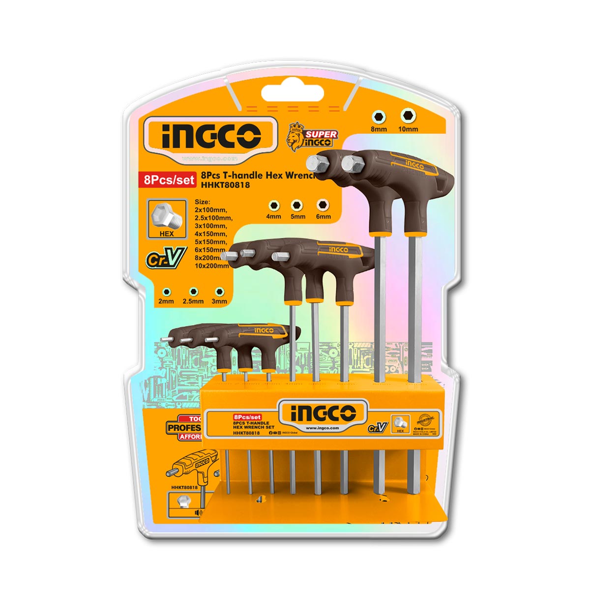 HHKT80828 - JEU DE 8 CLES HEXAGONALES A POINTE SPHERIQUE T ING INGCO Maroc