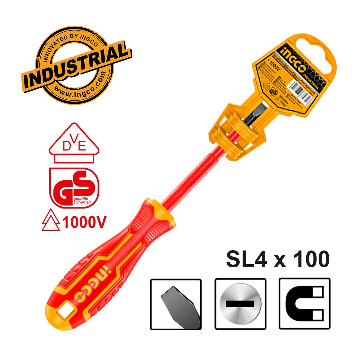 HISD814100 - TOURNEVIS ISOLE SL4.0×100 INGCO Maroc