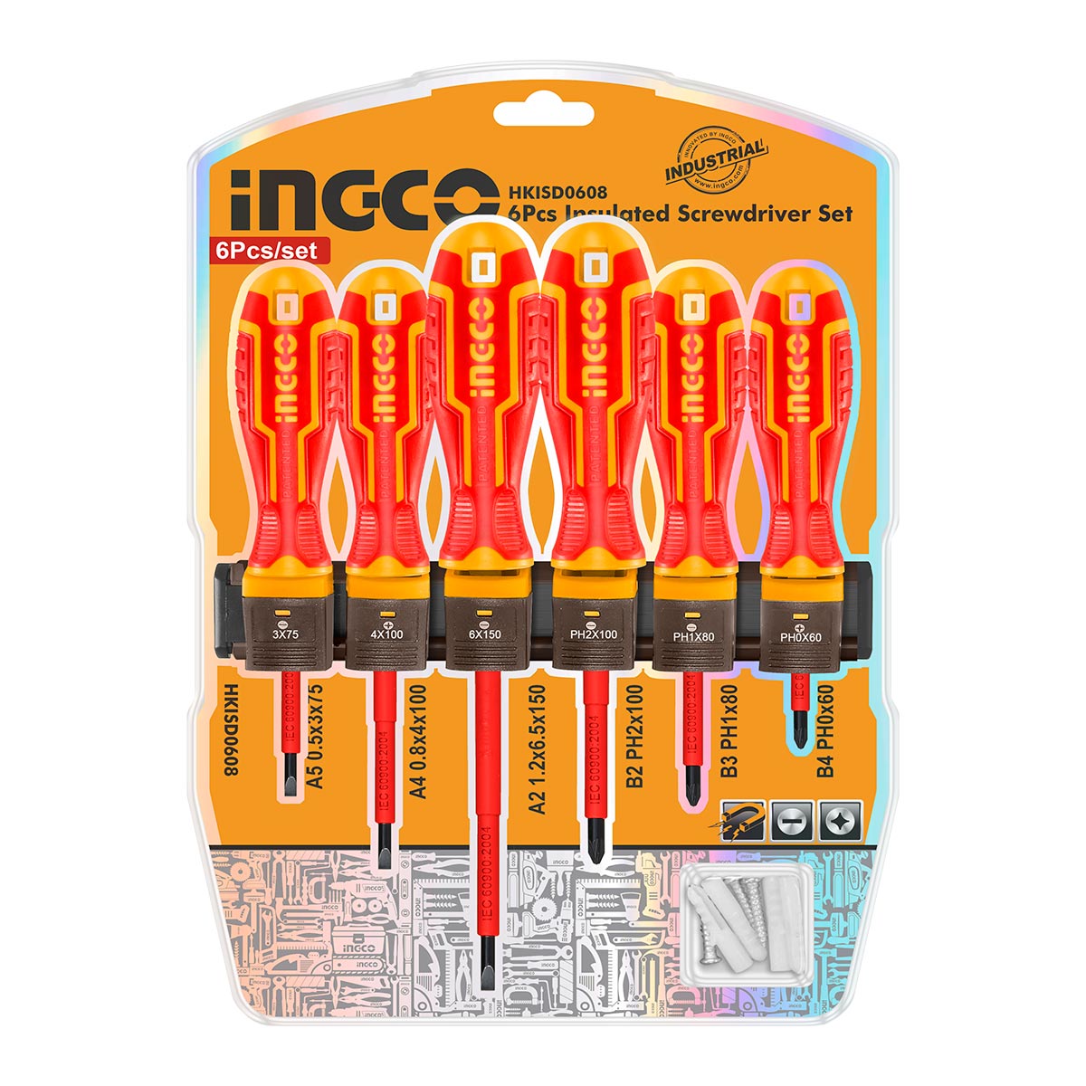 HKISD0608 - TOURNEVIS ISOLES SET DE 6 PIECES INGCO Maroc