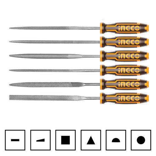 HKTF63 - SET DE 6 LIMES ACIER 140MM INGCO Maroc