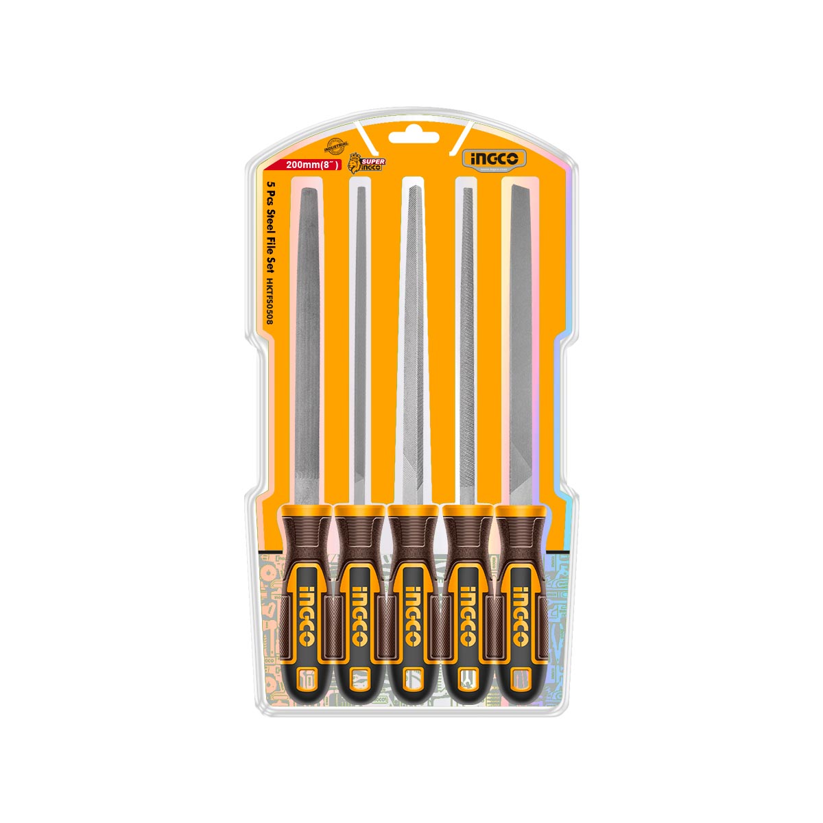 HKTFS0508 - SET DE 5 LIMES EN ACIER 200MM INGCO Maroc