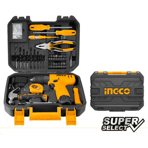 INGCO COFFRET VISSEUSE 12V + 80 OUTILS/ACCESSOIRES SS [HKTHP10811]