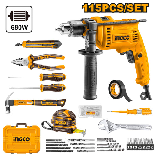 HKTHP11151 - COFFRET PERCEUSE 13MM 680W 115PCS INGCO Maroc