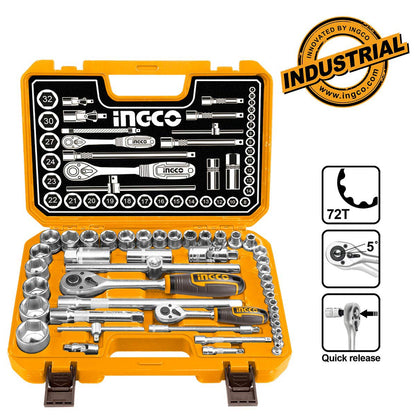HKTS42441 - SET DE DOUILLES 1/4 ET 1/2 44PIECES INGCO Maroc